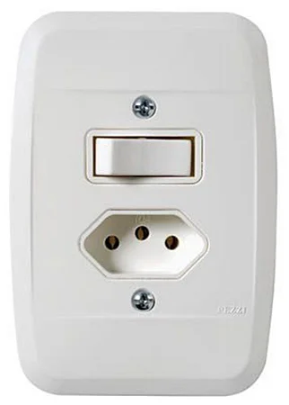 Interruptor Simples 10A + Tomada  2P+T 20A 250V~ C/Placa Branco Pezzi