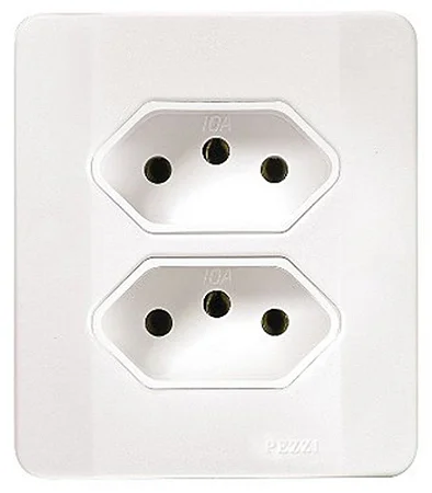 Tomada Dupla 2P+T 20A 250V~ C/Placa E C/Caixa Simples Branca Pezzi