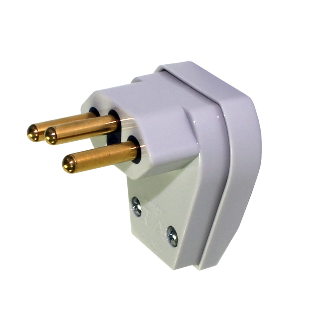 Plugue 2P+T 20A 250V~ Branco C/Prensa-Cabo Pezzi