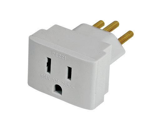 Adaptador 2P+T 10A 250V~ Cinza Pote Medio Pezzi