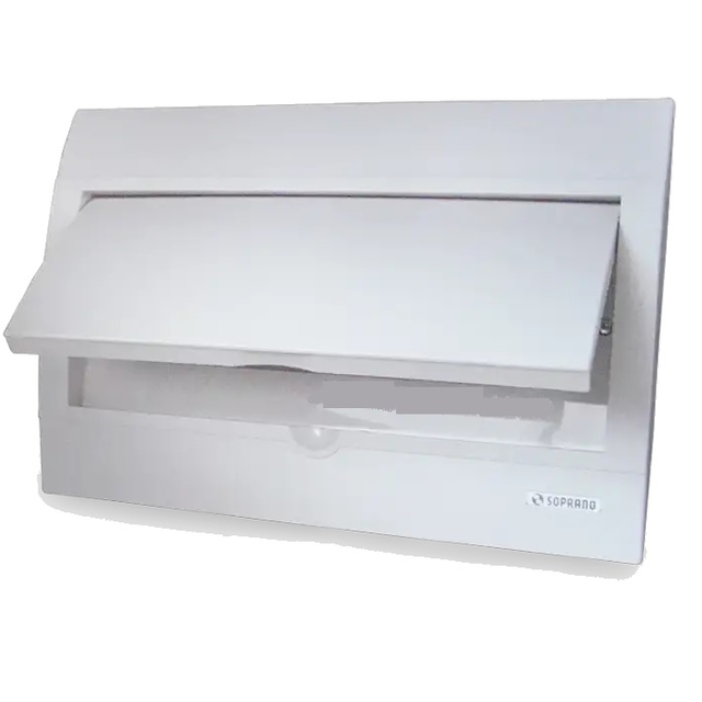 Quadro Distribuição Embutir 18p iec/din porta vertical branca Soprano