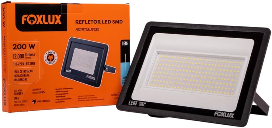 Refletor LED 200w 6500k Preto Bivolt FX