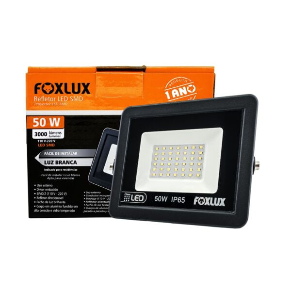 Refletor LED 50W 6500k Preto Bivolt FX