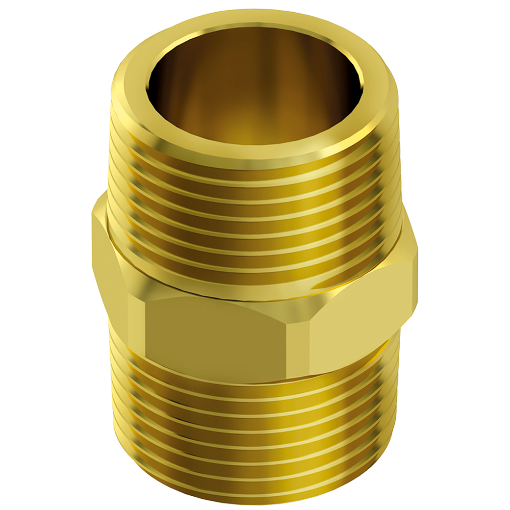 Niple Duplo De Latao Decapado - Rosca 3/4" Censi