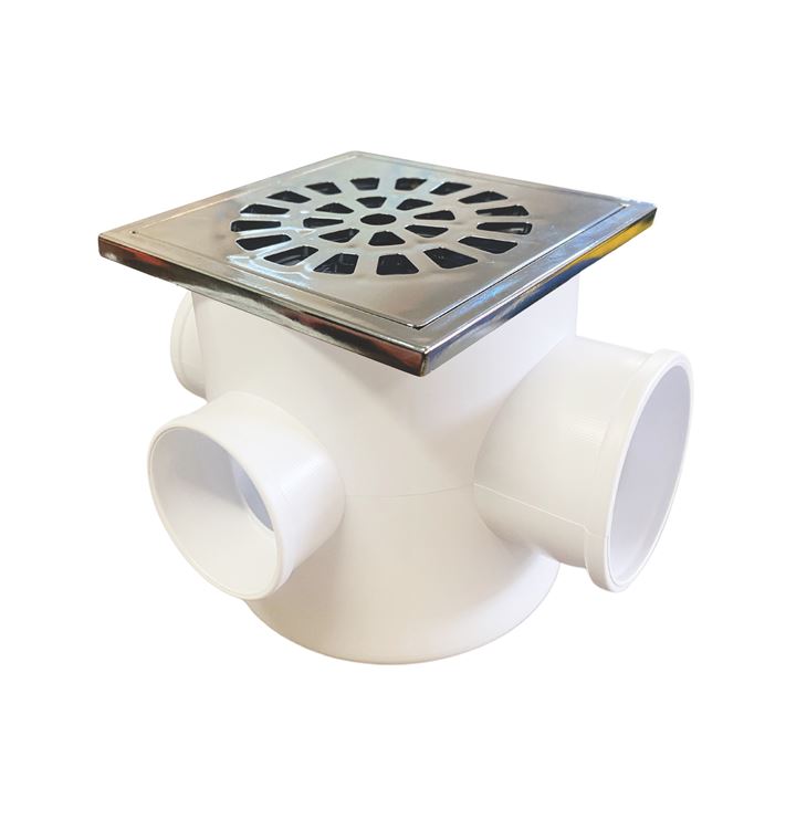 Caixa Sifonada .PORTA-GR.QUAD.CROM.100X100X50