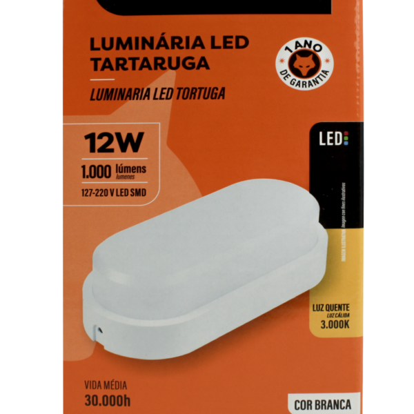 Luminaria Led  Tartaruga 12W 3000K Branca