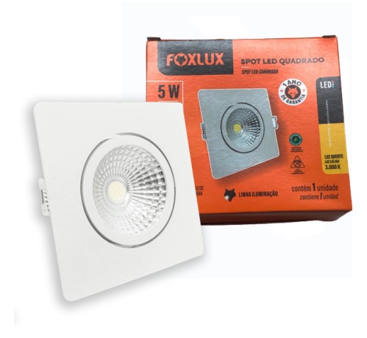 Spot Led 5W Quadrado 3000K Bivolt