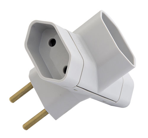 Plugue Tee 2 pinos 10A 250V~Branco Pote Grande Pezzi