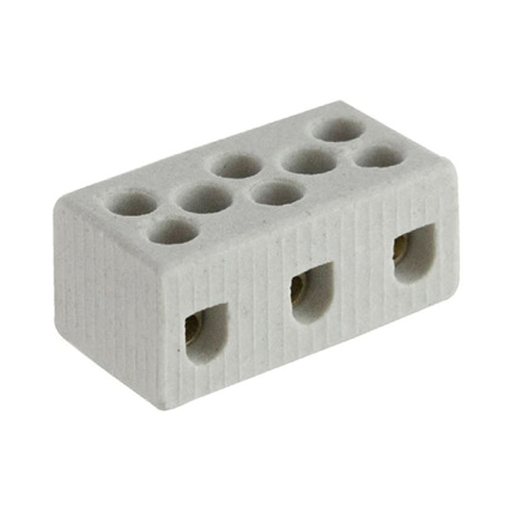 Conector Tripolar 10mm 25A 250v Porcelana Empalux