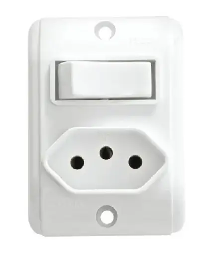 Interruptor Simples 10A+Tomada 2P+T 20A 250V~Branco Pezzi
