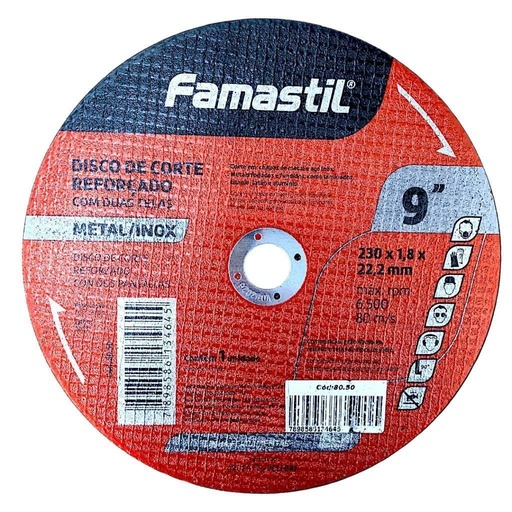 Disco Corte 230(9")x1,8x22,2mm Metal/inox