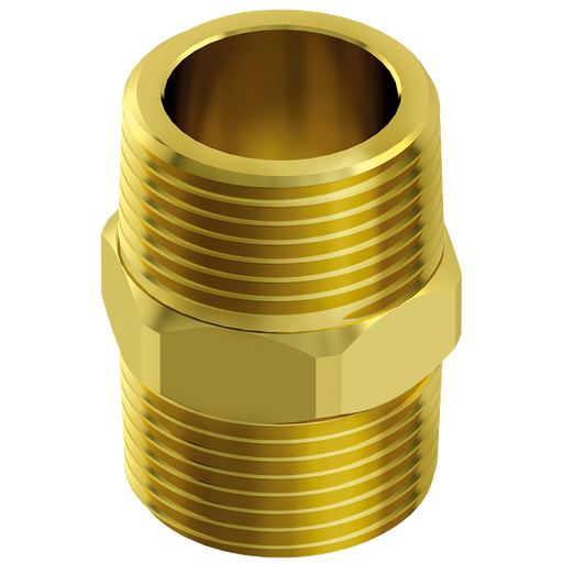 [85002-03001] Niple Duplo De Latao Decapado - Rosca 3/4" Censi