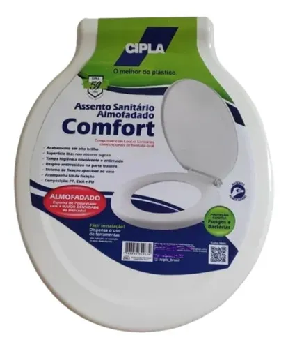 [2963] Assento Sanitario Plastico Modelo Almofadado Comfort Cipla Branco