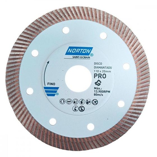 [909902] Disco Diamantado Porc Norton Pro Fino 110Mm